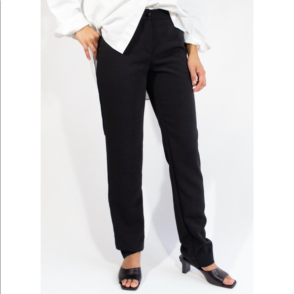Chanel “Uniform” black mid-rise stretchy slacks. - Picture 2 of 5